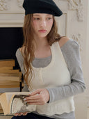 Frill Button Knit Wool Vest