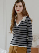 Striped Slim Fit Collar Knit