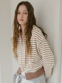Sena Stripe Cotton Hooded Zip-Up