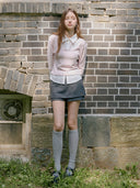 Striped Layered Skirt Pants