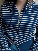Sena Stripe Cotton Hooded Zip-Up