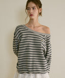 Edin Off-Shoulder Stripe Sweatshirt