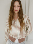 Sena Stripe Cotton Hooded Zip-Up