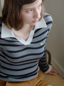 Striped Slim Fit Collar Knit