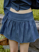 Poi Lace Denim Skirt