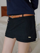 Striped Layered Skirt Pants