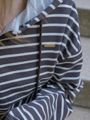 Sena Stripe Cotton Hooded Zip-Up