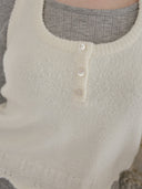 Frill Button Knit Wool Vest