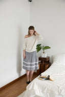 Cotton Midi Belted Skirt