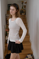 Shirring Halter-Neck Layered T-Shirt