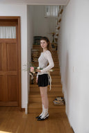 Shirring Halter-Neck Layered T-Shirt