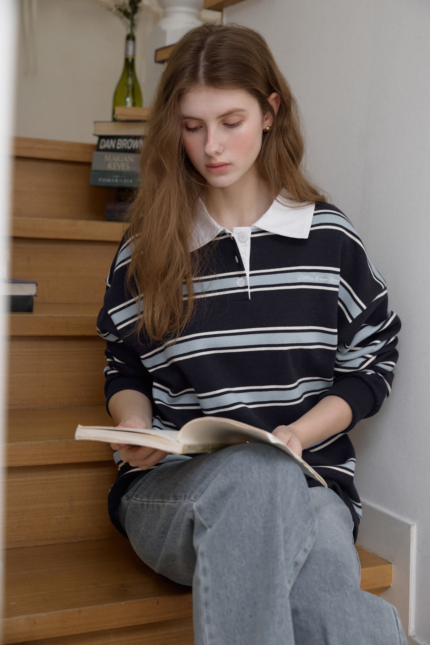 Navy 2月中旬入荷] Martin Stripe Rugby T-Shirt – LETTER FROM MOON