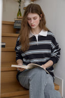 [Navy 4月上旬入荷] Martin Stripe Rugby T-Shirt