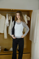 Shirring Halter-Neck Layered T-Shirt