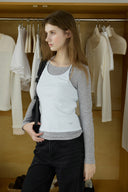 Shirring Halter-Neck Layered T-Shirt