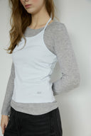 Shirring Halter-Neck Layered T-Shirt