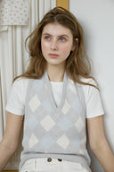 Halter-Neck Argyle Wool Vest