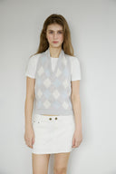 Halter-Neck Argyle Wool Vest