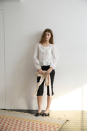 Noteny Round-Neck Frill Blouse