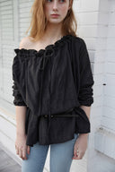 Leaf One-Shoulder Frill Blouse