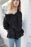 Leaf One-Shoulder Frill Blouse