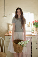 [3月上旬入荷] [LETTER FROM MOON × dasique] Palms Layered Lace Short-Sleeve T-Shirt