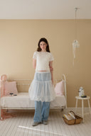 [LETTER FROM MOON × dasique] Palms Layered Lace Short-Sleeve T-Shirt