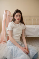 [LETTER FROM MOON × dasique] Palms Layered Lace Short-Sleeve T-Shirt