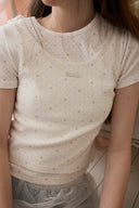 [LETTER FROM MOON × dasique] Palms Layered Lace Short-Sleeve T-Shirt