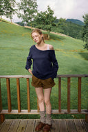 [予約販売/8月下旬入庫予定] Duet Lace Layered One-Shoulder Sweatshirt
