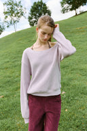 [予約販売/8月下旬入庫予定] More Waffle Off-Shoulder Sweatshirt