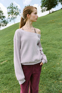 [予約販売/8月下旬入庫予定] More Waffle Off-Shoulder Sweatshirt