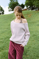 [予約販売/8月下旬入庫予定] More Waffle Off-Shoulder Sweatshirt