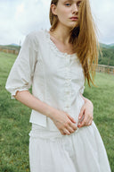 [予約販売/8月下旬入庫予定] Hazel Frill Half Blouse