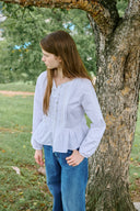 [予約販売/8月下旬入庫予定] Floral Embroidered Pintuck Blouse