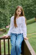[予約販売/8月下旬入庫予定] Floral Embroidered Pintuck Blouse