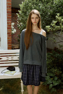 [予約販売/8月下旬入庫予定] Duet Lace Layered One-Shoulder Sweatshirt