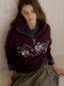 Rose Nordic Knit Half Zip-Up