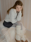 Dot Alpaca Wool Knit Zip-Up