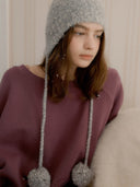 Pom Pom Dot Ear Muff Alpaca Beanie