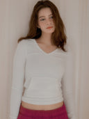 Fluffy V-Neck Slim-Fit Hoodie