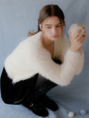 Hairy Deep V-Neck Cardigan