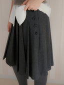 Button Midi Pleated Wool Skirt