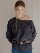 Jenk One-Shoulder Embroidered Sweatshirt