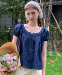 Noir Shirring Flare Blouse