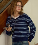Brushed Stripe V-Neck Knit