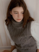 Cable Turtleneck Wool Vest