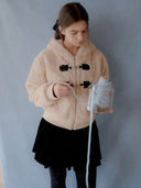 Twin Buckle Hooded Fur Jacket