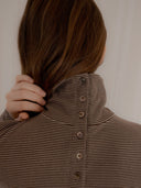 Stripe Two-Way Frill Turtleneck