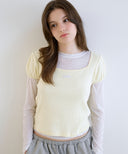 Letters Square Neck Puff Sleeve T-Shirt